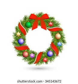 Fir-tree Christmas wreath. Vector illustration