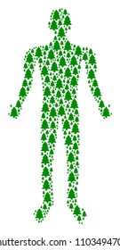 Fir-tree human figure. Vector fir-tree icons are arranged into person illustration.