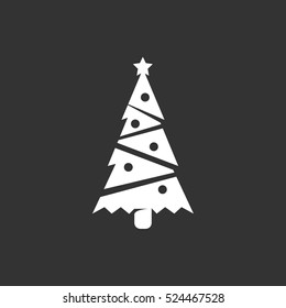 Fir-tree icon isolated on black background. Fir-tree vector logo. Flat design style. Modern vector pictogram for web graphics - stock vector