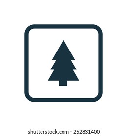 fir-tree icon Rounded squares button, on white background 