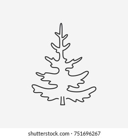  Fir-tree line icon. Black linear pictogram isolated on white. Outline vector sign.