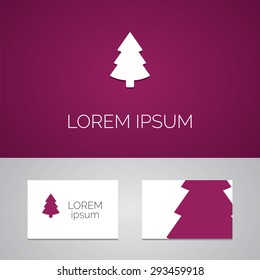 fir-tree logo template icon design elements with business card 
