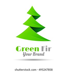 Fir-tree logo template. Vector business icon. Corporate branding identity design illustration for your company. Creative abstract concept.