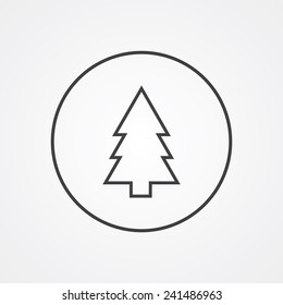 fir-tree outline thin symbol, dark on white background, logo editable, creative template 