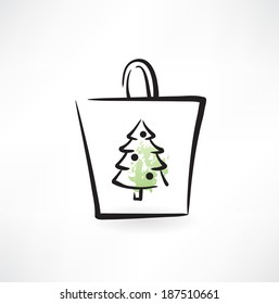 fir-tree in a paper bag grunge icon