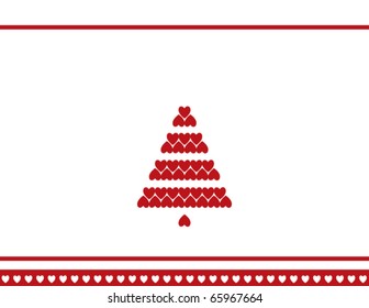 fir-tree from red hearts on a white background