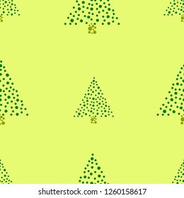 firtree seamless pattern. Christmas tree vector illustration on the green background