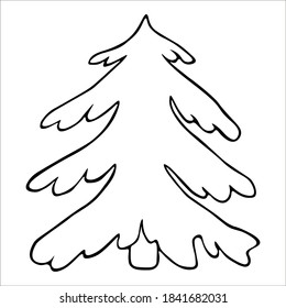 Fir-tree. Single doodle vector illustration. Hand drawn.