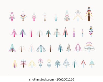 fir-tree  vector design elements set