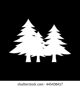 Fir-trees black icon, silhouette and vector logo. Flat isolated element. Nature sign and symbol