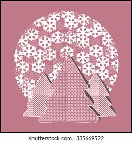 Fir-trees with snowflakes cutout