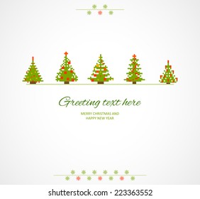 Fir-trees winter retro background. Vector illustration.