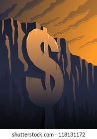 The Fiscal Cliff - A Dollar Sign In Front Of Mountainside