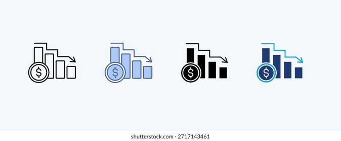 Vector de ilustración de íconos múltiples de déficit fiscal