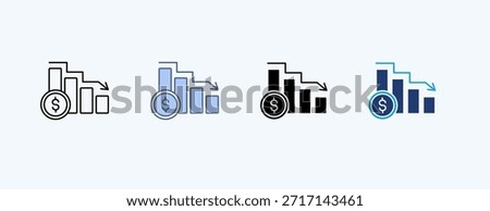 Fiscal Deficit Multiple Icon Illustration Vector