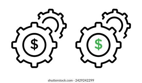 Fiscal Operations Line Icon. Budget Optimization Icon in Outline and Solid Flat Style.