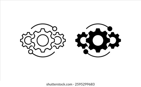 Fiscal Operations Line Icon. Budget Optimization Icon in Outline and Solid Flat Style.