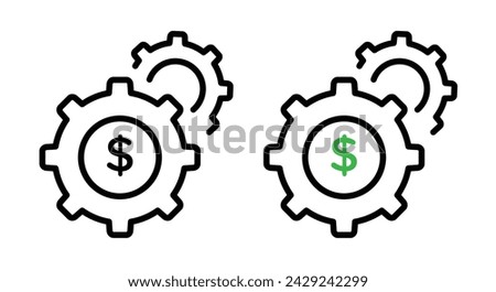 Fiscal Operations Line Icon. Budget Optimization Icon in Outline and Solid Flat Style.