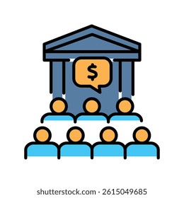 fiscal policy color flat icon for digital and print projects.  Minimal clean icons for apps and websites. Modern simple icons for UI UX and branding