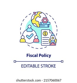 Fiscal policy concept icon. Cooperation for sustainable recovery after covid abstract idea thin line illustration. Isolated outline drawing. Editable stroke. Arial, Myriad Pro-Bold fonts used