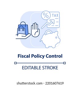 Fiscal policy control light blue concept icon. Higher tax rate. Controlling inflation abstract idea thin line illustration. Isolated outline drawing. Editable stroke. Arial, Myriad Pro-Bold fonts used