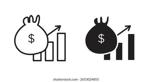 Símbolo de ícone de política fiscal definido em ícones de linha e simples pretos