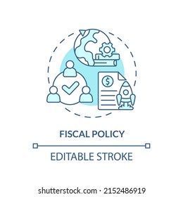 Fiscal policy turquoise concept icon. Alliance for sustainable recovery after covid abstract idea thin line illustration. Isolated outline drawing. Editable stroke. Arial, Myriad Pro-Bold fonts used