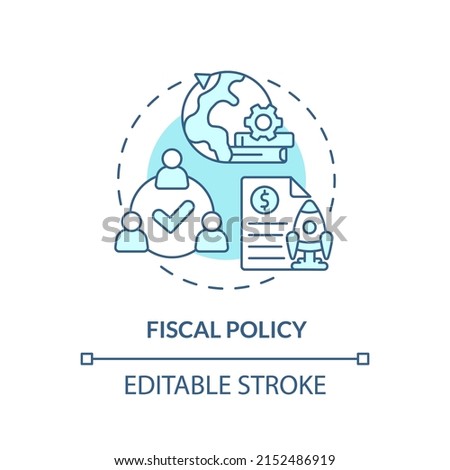 Fiscal policy turquoise concept icon. Alliance for sustainable recovery after covid abstract idea thin line illustration. Isolated outline drawing. Editable stroke. Arial, Myriad Pro-Bold fonts used