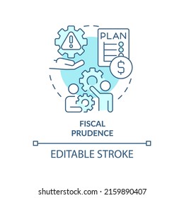 Icono de concepto turquesa de prudencia fiscal. Ventaja de gestión de riesgos ilustración de la idea abstracta de la línea delgada. Mercado financiero. Dibujo de contorno aislado. Trazo editable. Fuentes Arial, Myriad Pro-Bold utilizadas