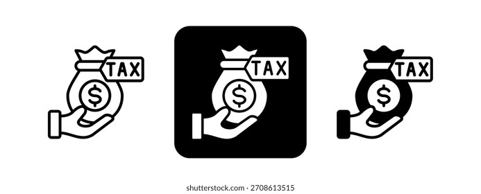 Fiscal Solid color and black line drawing vector illustration set