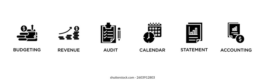 FISCAL YEAR banner web icon vector illustration concept for product and service quality inspection with an icon of budgeting , revenue, audit, calendar, statementm, accounting,	