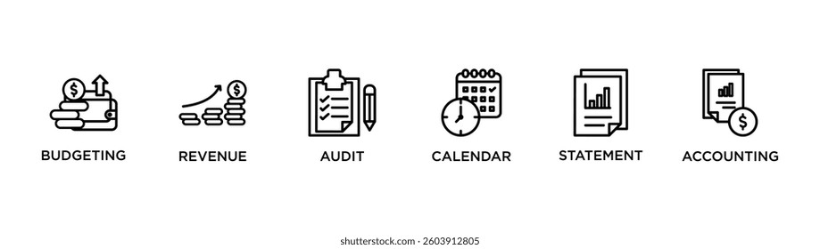 FISCAL YEAR banner web icon vector illustration concept for product and service quality inspection with an icon of budgeting , revenue, audit, calendar, statementm, accounting,	