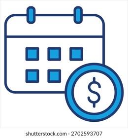 Ilustración vectorial de íconos azules del año fiscal