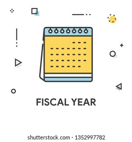 Fiscal Year Colored Line Icon