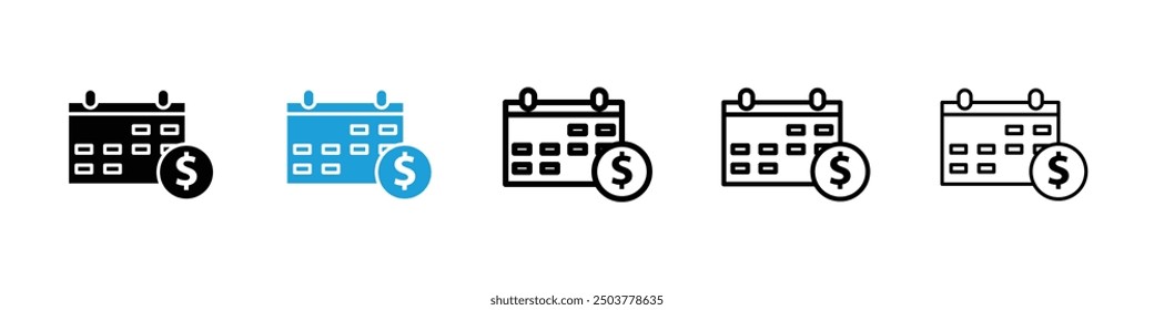 Fiscal year icon in black and blue colors