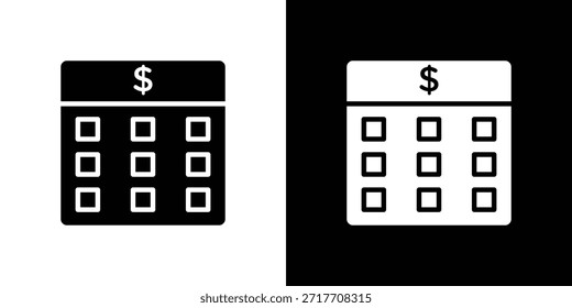 Pictograma plano negro del icono del año fiscal. Para gráficos y Diseño web.
