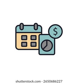 Steuerjahr Icon Sammlung .Design-Stil mit Hintergrund
