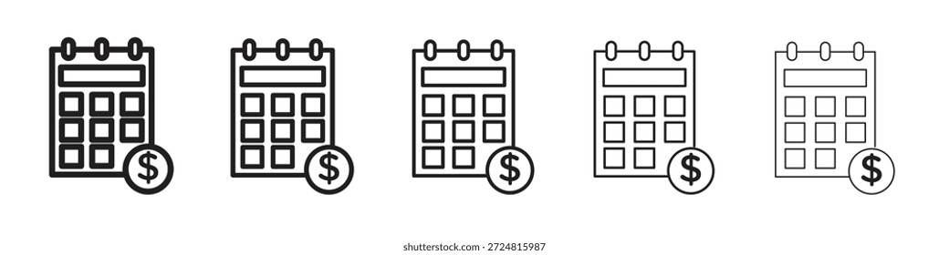 Icono de año fiscal Vectores lineales. Conjunto de trazos editables