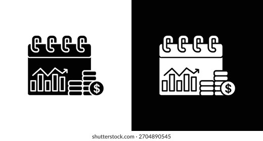 Vetor de silhueta de ícone de ano fiscal em cores pretas. estilo de design de logotipo de símbolo plano