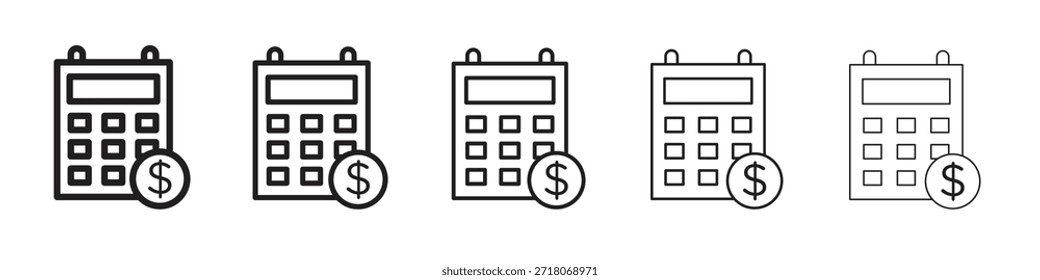 Fiscal year icon symbol in thin line, Black outline and stroke style