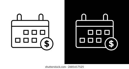 Icono de año fiscal símbolo de línea delgada sobre fondo blanco. Ilustración vectorial de trazo editable