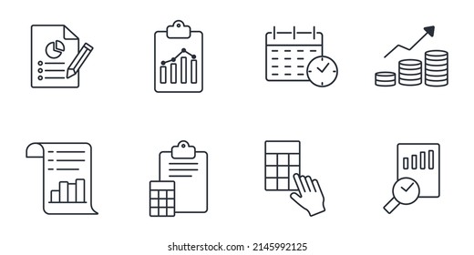 Fiscal year icons set . Fiscal year pack symbol vector elements for infographic web
