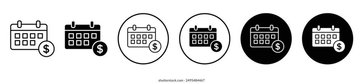 Fiscal year thin line vector icon set.