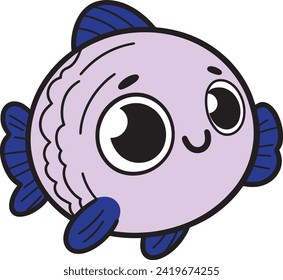 Fish 2D caricaturista vector para libro infantil 