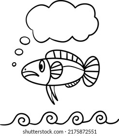 Fish above the waves with speech bubble, Illustration Vector Design