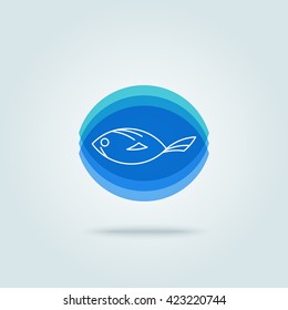 Fish abstract colored logo and icon template. Sea vector design element. Seafood shop, restaurant and cafe logo. Editable. 