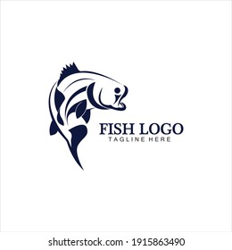 Abstrakte Symbol-Design-Logo-Vorlage für Fische, kreatives Vektorsymbol des Fischclubs oder Online-Shop.  