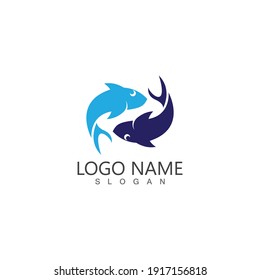 Fish abstract icon design logo template,Creative vector symbol of fishing club or online shop