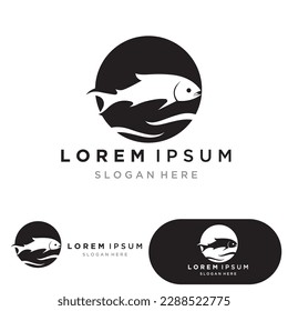 Plantilla de logotipo de diseño de iconos abstractos de peces, símbolo vectorial creativo del club de pesca o tienda online.  