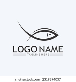 Fish abstract icon design logo template,Creative vector symbol of fishing club or online shop.  